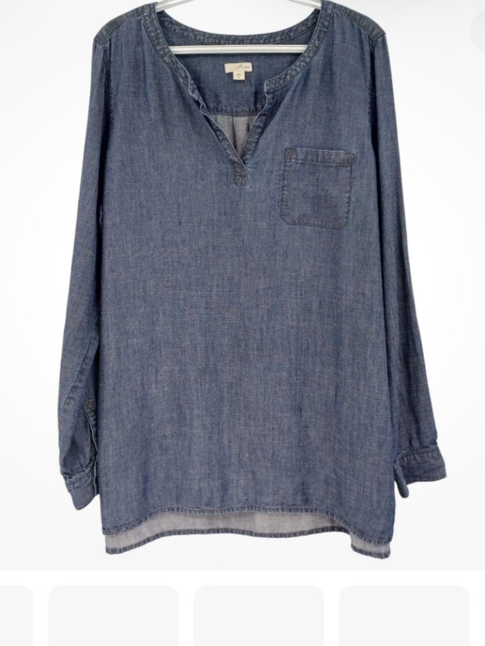 J Jill Denim Chambray Dark Wash - Tunic Top
